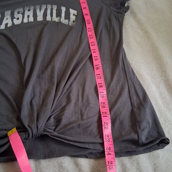 Nine Britton Women's Size Medium Gray Nashville Twist Front Cotton Modal T-Shirt - Picture 7 of 8